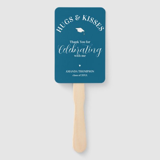 Hugs Kisses Foto Quote Class Afstuderen Dank u Handwaaier (Achterkant)