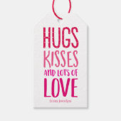 Hugs Kisses Love Valentijnsdag Gift Labels Cadeaulabel (Voorkant)