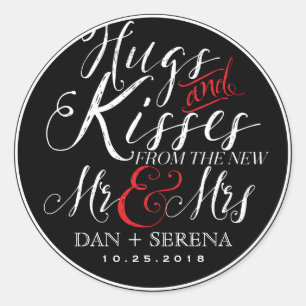 Hugs Kisses New Mr en Mrs Wedding Favor Sticker