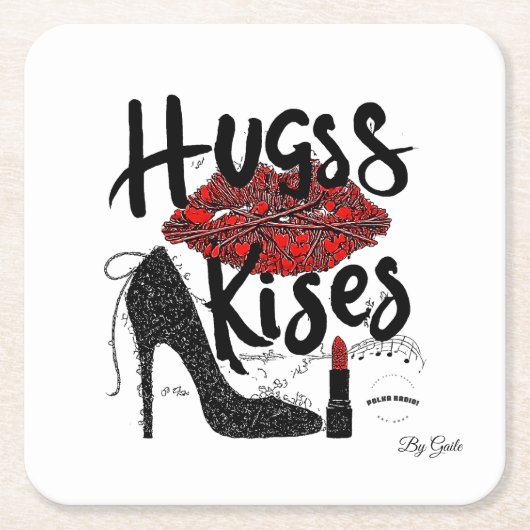 Hugs & Kisses Paper Coaster (6) By Gaile Kartonnen Onderzetters (Voorkant)