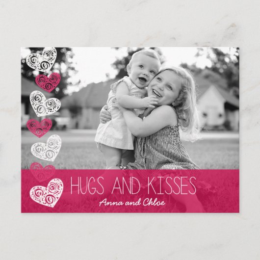Hugs & Kisses Photo Postcard Briefkaart (Voorkant)
