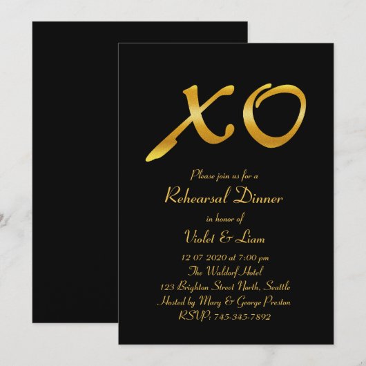 Hugs & Kisses Rehearsal Dinner Invitation Kaart (Voorkant / Achterkant)