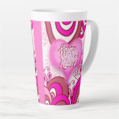 Hugs & Kisses Retro Heart Latte Mug Latte Mok (Rechterhoek)