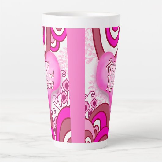 Hugs & Kisses Retro Heart Latte Mug Latte Mok (Voorkant)