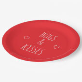 'Hugs & Kisses' Romantic Red White Valentine's Day Papieren Bordje (Gekanteld)