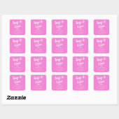 Hugs & Kisses roze dank u Baby shower Vierkante Sticker (Vel)