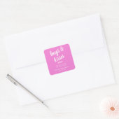Hugs & Kisses roze dank u Baby shower Vierkante Sticker (Envelop)