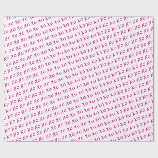 "Hugs & Kisses" Roze en Wit XOXO inpakpapier (Vlak)