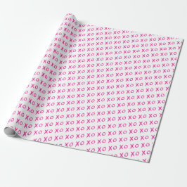 "Hugs & Kisses" Roze en Wit XOXO inpakpapier
