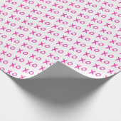 "Hugs & Kisses" Roze en Wit XOXO inpakpapier (Hoek)