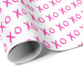 "Hugs & Kisses" Roze en Wit XOXO inpakpapier (Rol Hoek)