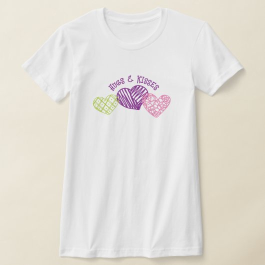HUGS & KISSES Scribly Hearts Valentijn Gift T-shirt (Laagn)