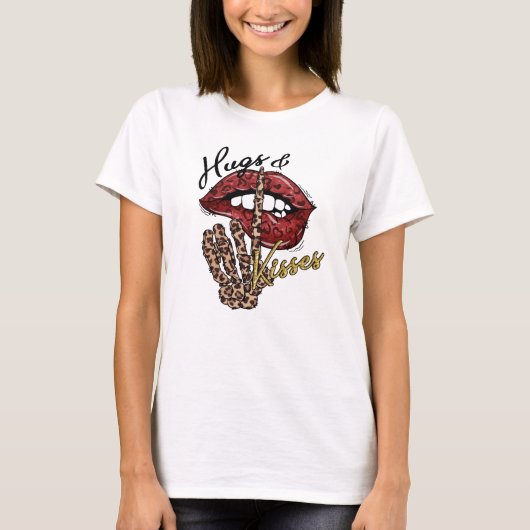 Hugs Kisses Skeleton hand Lips T-shirt (Voorkant)