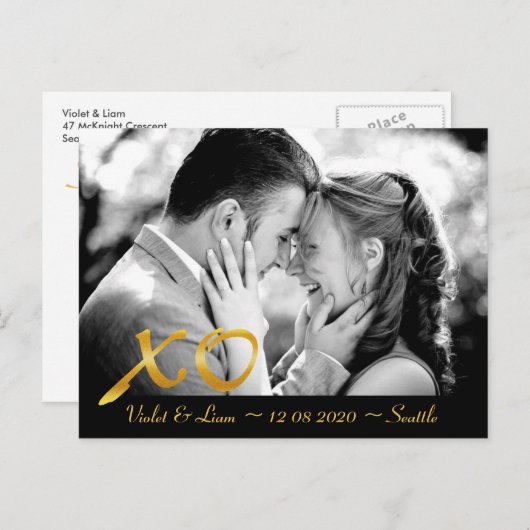 Hugs & Kisses Sla de datum op Aankondigingskaart (Voorkant / Achterkant)