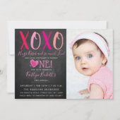 Hugs & Kisses Valentijnsdag 1e verjaardag Foto Kaart (Voorkant)