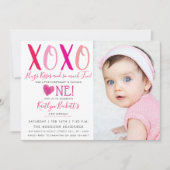 Hugs & Kisses Valentijnsdag 1e verjaardag Foto Kaart (Voorkant)