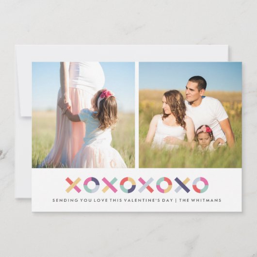 Hugs + Kisses Valentijnsdag Kaart - Poeder (Voorkant)