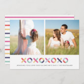 Hugs + Kisses Valentijnsdag Kaart - Poeder (Voorkant / Achterkant)