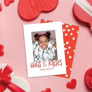Hugs & Kisses Valentijnse Classroom-fotokaart Notitiekaartje