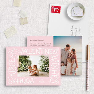 "Hugs & Kisses & Valentijns's Wishes" Hand gedrukt Feestdagenkaart