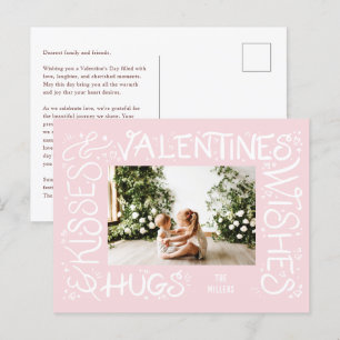 "Hugs & Kisses & Valentijns's Wishes" Hand gedrukt Feestdagenkaart