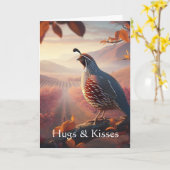 Hugs & Kisses van één die je mist Quail Kaart (Gele Bloem)