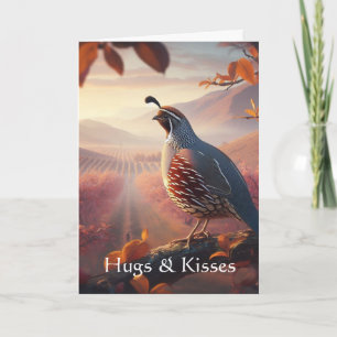 Hugs & Kisses van één die je mist Quail Kaart