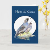 Hugs & Kisses van één die je mist Quail Kaart (Gele Bloem)