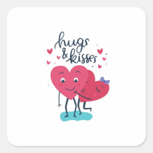 Hugs & Kisses Vierkante Sticker