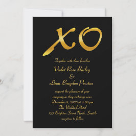 Hugs & Kisses Wedding Invitation Kaart