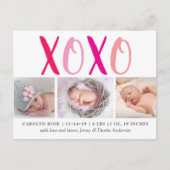 Hugs & Kisses (XOXO) 3 Fotoaankondiging Aankondigingskaart (Voorkant)