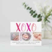 Hugs & Kisses (XOXO) 3 Fotoaankondiging Aankondigingskaart (Staand voorkant)