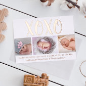 Hugs & Kisses (XOXO) 3 Fotoaankondiging Folie Uitnodiging