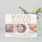 Hugs & Kisses (XOXO) 3 Fotoaankondiging Folie Uitnodiging (Staand Voorkant)