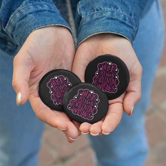 Hugs, kussen en Valentijn, harten, liefde Ronde Button 5,7 Cm