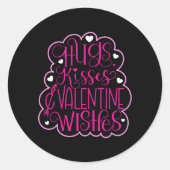 Hugs, kussen en Valentijn, harten, liefde Ronde Sticker (Voorkant)