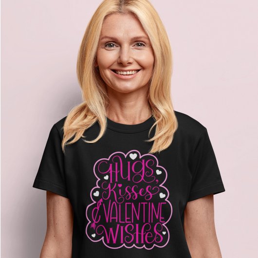 Hugs, kussen en Valentijn, harten, liefde T-shirt
