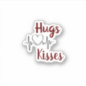 Hugs & kussen met hart Valentijnse sticker (Voorkant)