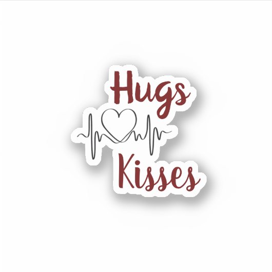 Hugs & kussen met hart Valentijnse sticker (Voorkant)