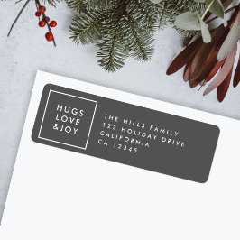 Hugs Love and Joy Stylish Kerstskool Grey Etiket