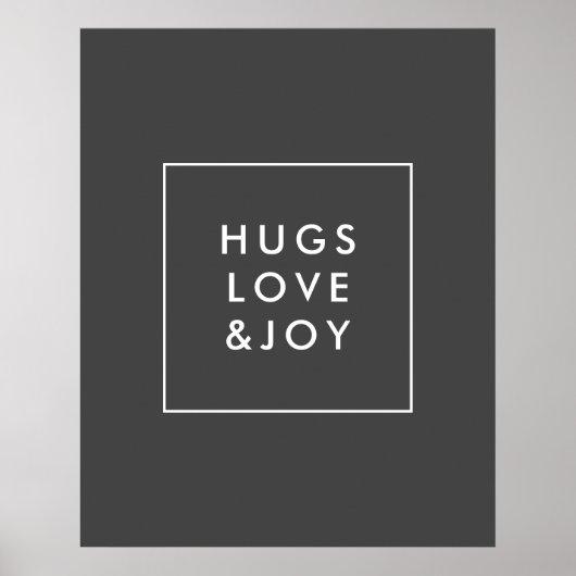 Hugs Love and Joy Stylish Kerstskool Grey Poster (Voorkant)