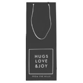 Hugs Love and Joy Stylish Kerstskool Grey Wijn Cadeautas (Achterkant)