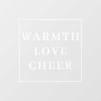 Hugs Love and Joy Stylish Modern White Christmas Raamsticker