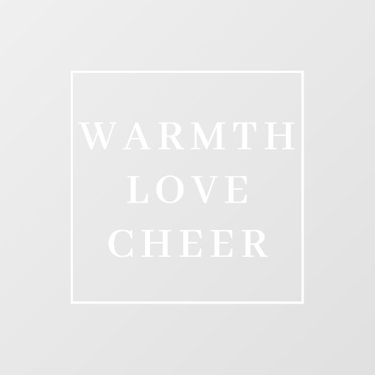 Hugs Love and Joy Stylish Modern White Christmas Raamsticker (Vel)