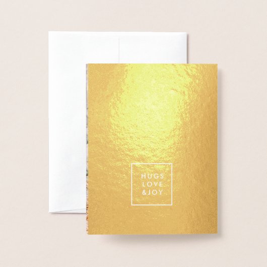 Hugs Love en Joy | Modern Terracotta Kerstmis Folie Kaarten (Met envelop)