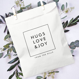 Hugs Love en Joy Stijlvolle, minimale Kerstmis Bedankzakje
