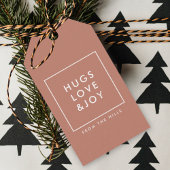 Hugs Love en Joy | Terracotta Burnt Oranje Modern Cadeaulabel