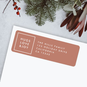 Hugs Love en Joy Terracotta Burnt Oranje Modern Etiket