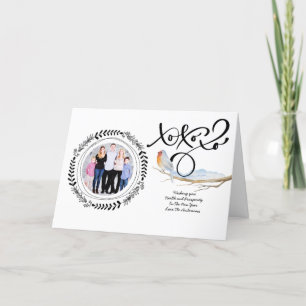 HUGS n KISSES PHOTO Xmas Kaart Modern Robin