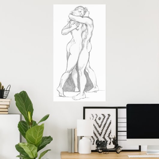 Hugs Poster - Loving Embrace Figuur Study Tekening (Thuiskantoor)